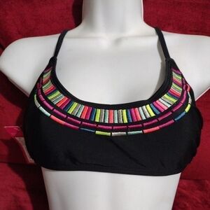 XHILARATION Black Bikini Top